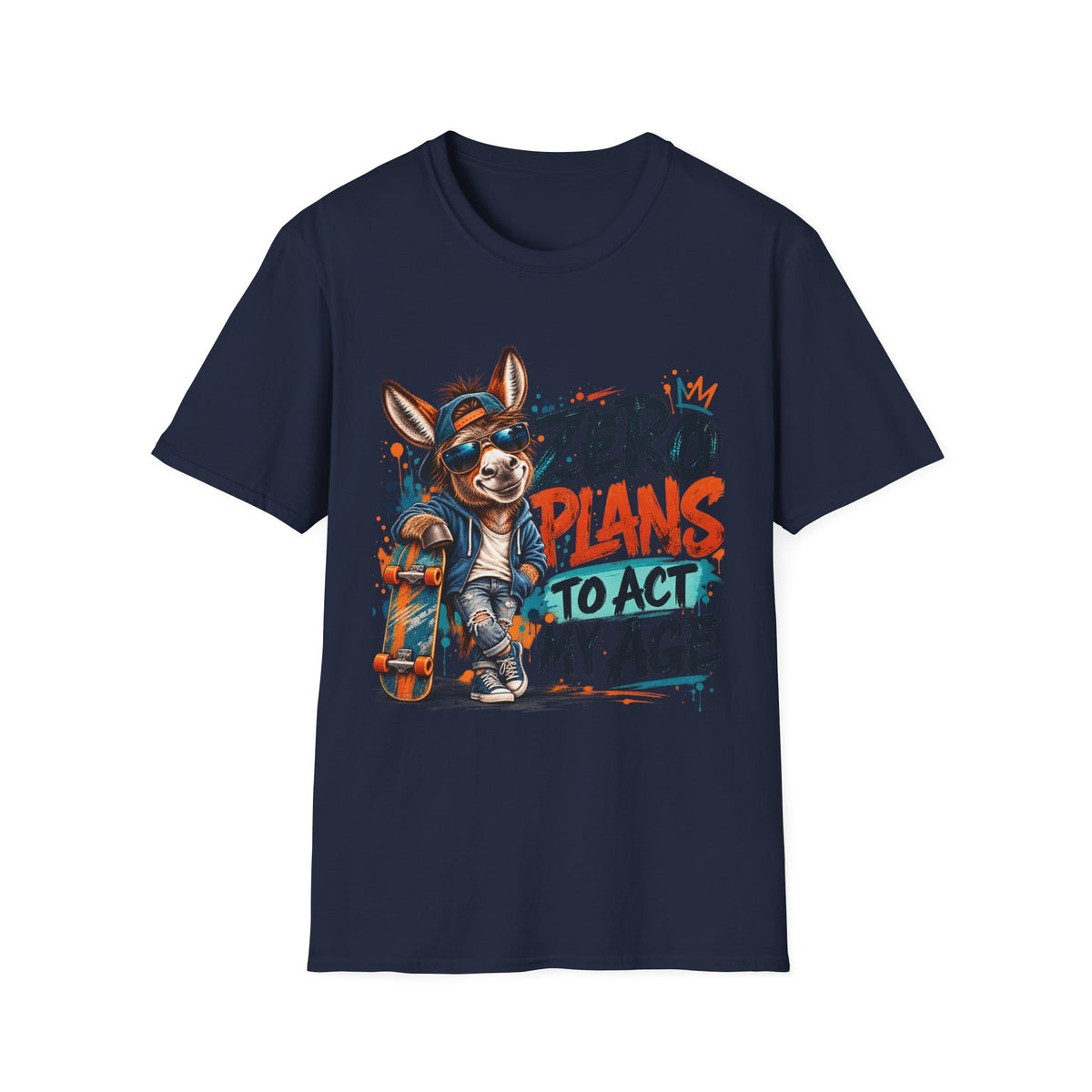 Zero Plans to Act My Age | Funny Donkey Graphic T-Shirt