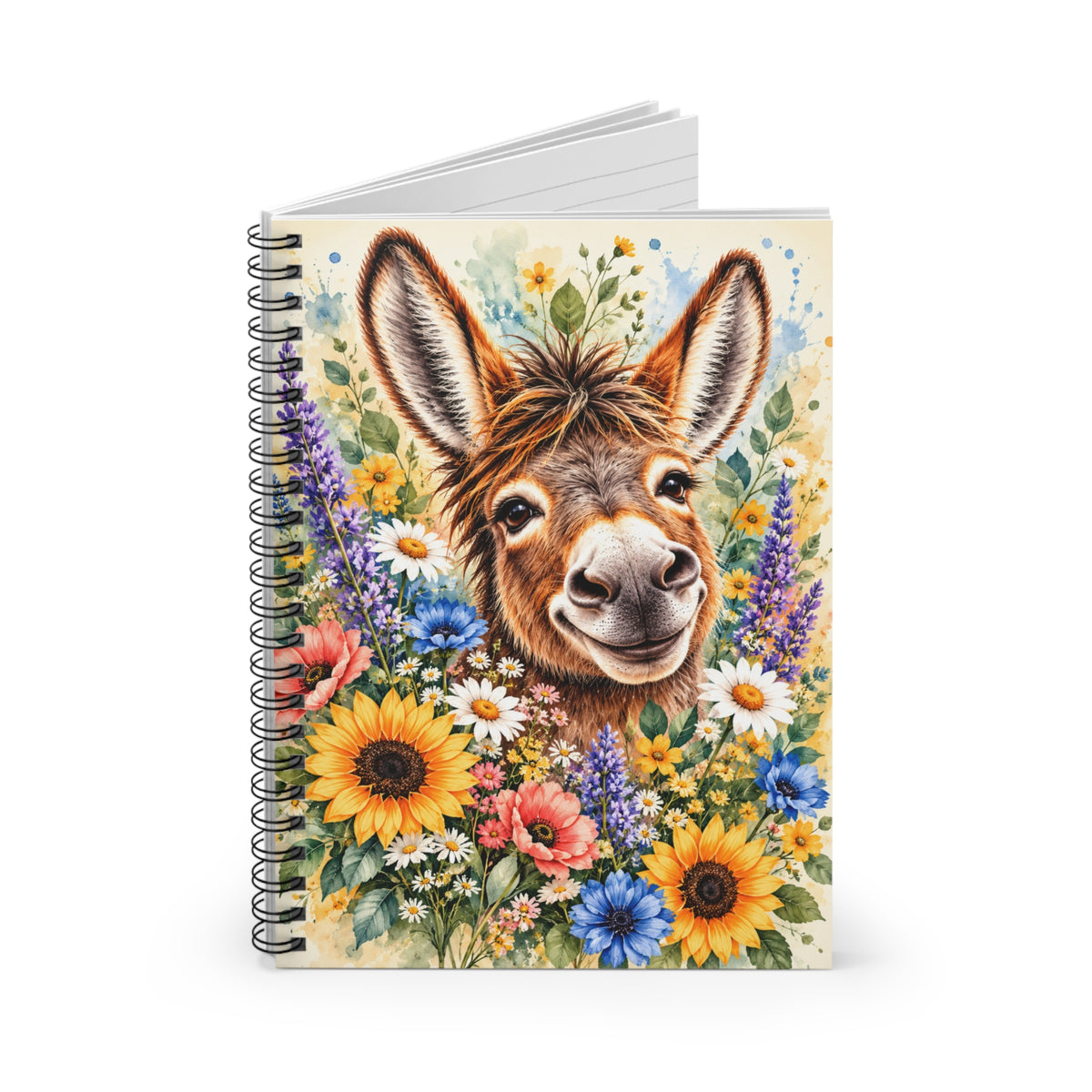 Among the Wildflowers Donkey Spiral Notebook | Floral Donkey lined Journal
