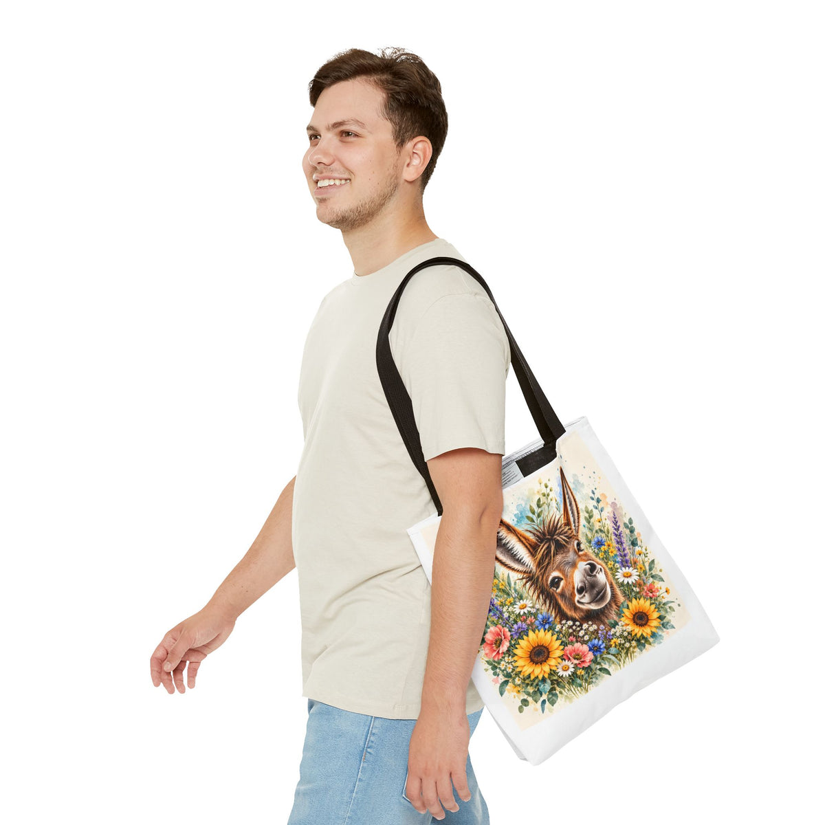 Among the Wildflowers Donkey Tote Bag | Floral Donkey Art