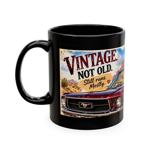 Vintage, Not Old | Funny Donkey Classic Mustang Ceramic Coffee Mug