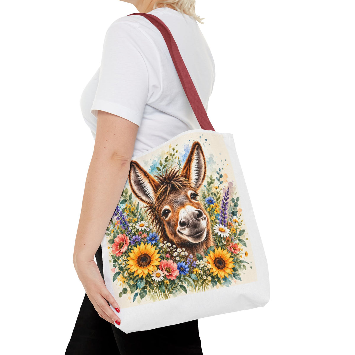 Among the Wildflowers Donkey Tote Bag | Floral Donkey Art