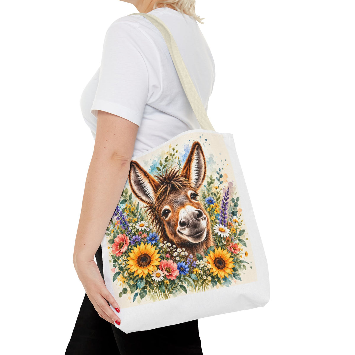 Among the Wildflowers Donkey Tote Bag | Floral Donkey Art