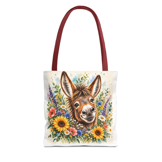 Among the Wildflowers Donkey Tote Bag | Floral Donkey Art