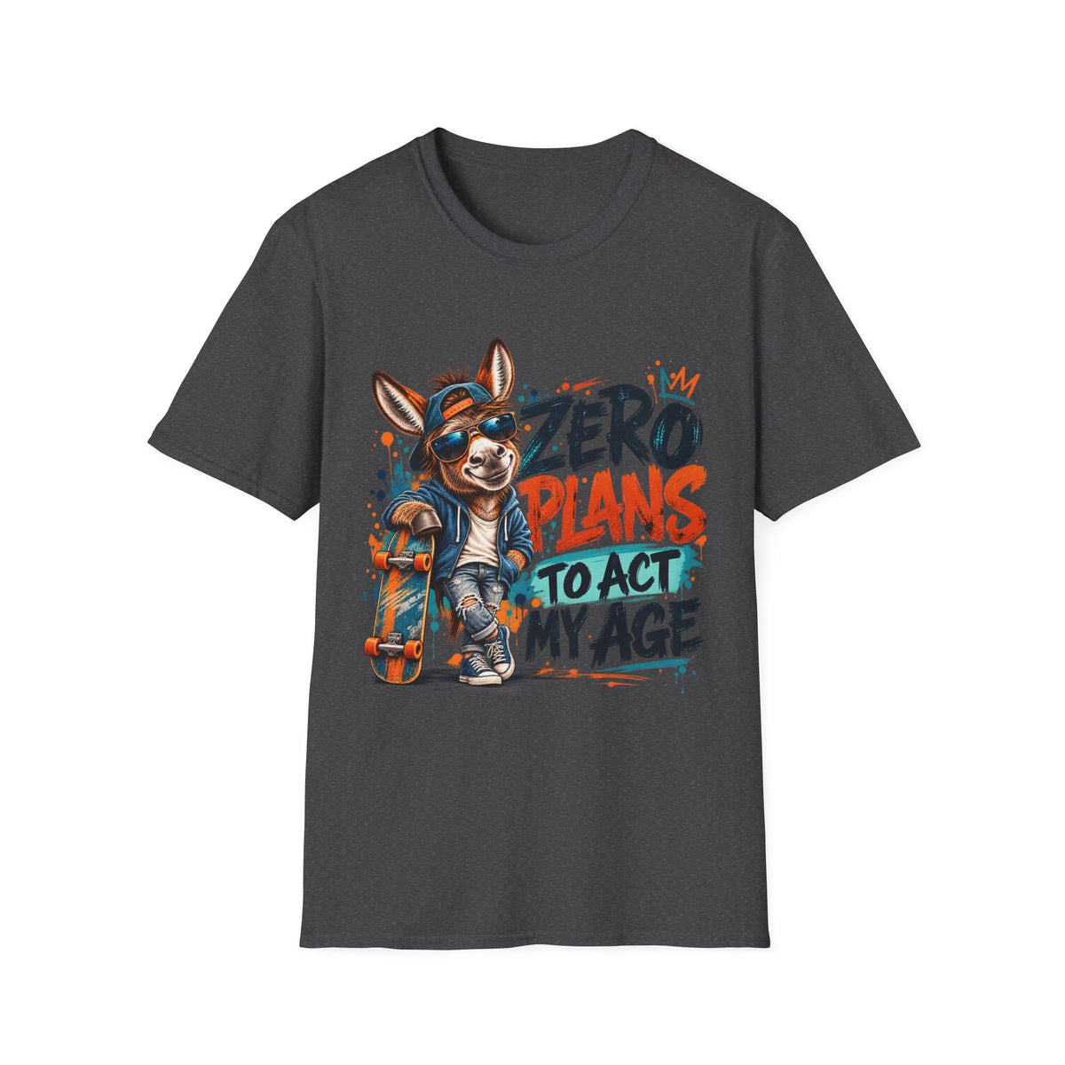 Zero Plans to Act My Age | Funny Donkey Graphic T-Shirt