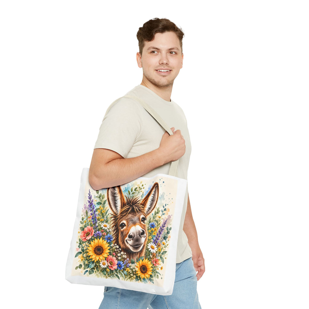 Among the Wildflowers Donkey Tote Bag | Floral Donkey Art