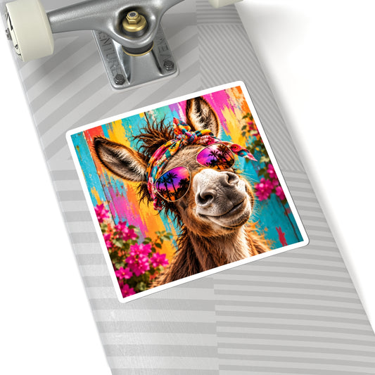 Donkey with Sunglasses Kiss-Cut Sticker — Moody & Attitude Collection