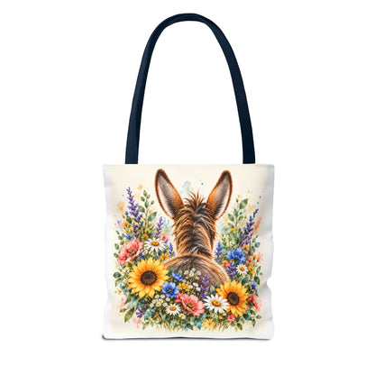 Among the Wildflowers Donkey Tote Bag | Floral Donkey Art