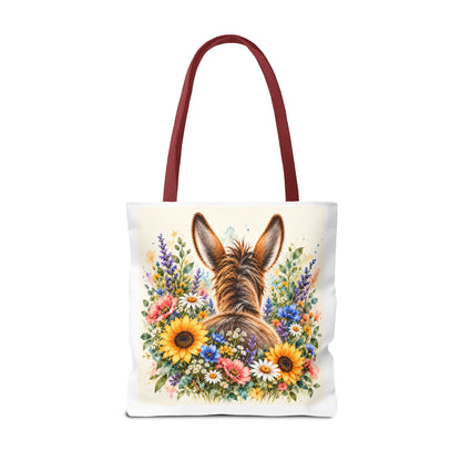 Among the Wildflowers Donkey Tote Bag | Floral Donkey Art