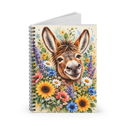Among the Wildflowers Donkey Spiral Notebook | Floral Donkey lined Journal
