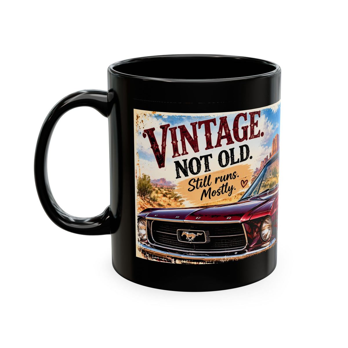 Vintage, Not Old | Funny Donkey Classic Mustang Ceramic Coffee Mug