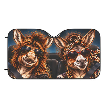 Donkeys on Board Car Sun Shade | Funny Windshield Sunshade