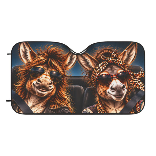 Donkeys on Board Car Sun Shade | Funny Windshield Sunshade