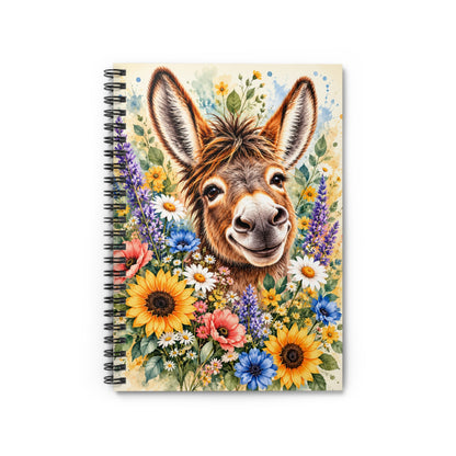 Among the Wildflowers Donkey Spiral Notebook | Floral Donkey lined Journal