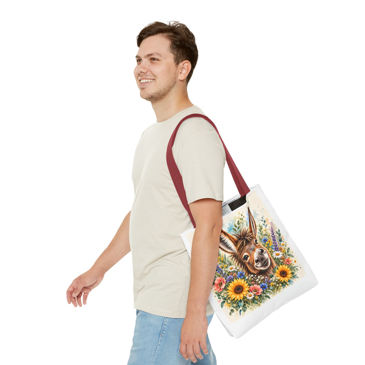 Among the Wildflowers Donkey Tote Bag | Floral Donkey Art