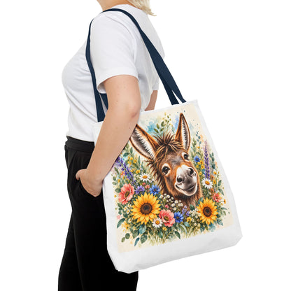 Among the Wildflowers Donkey Tote Bag | Floral Donkey Art