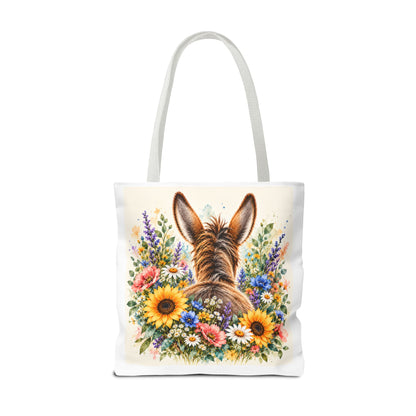 Among the Wildflowers Donkey Tote Bag | Floral Donkey Art