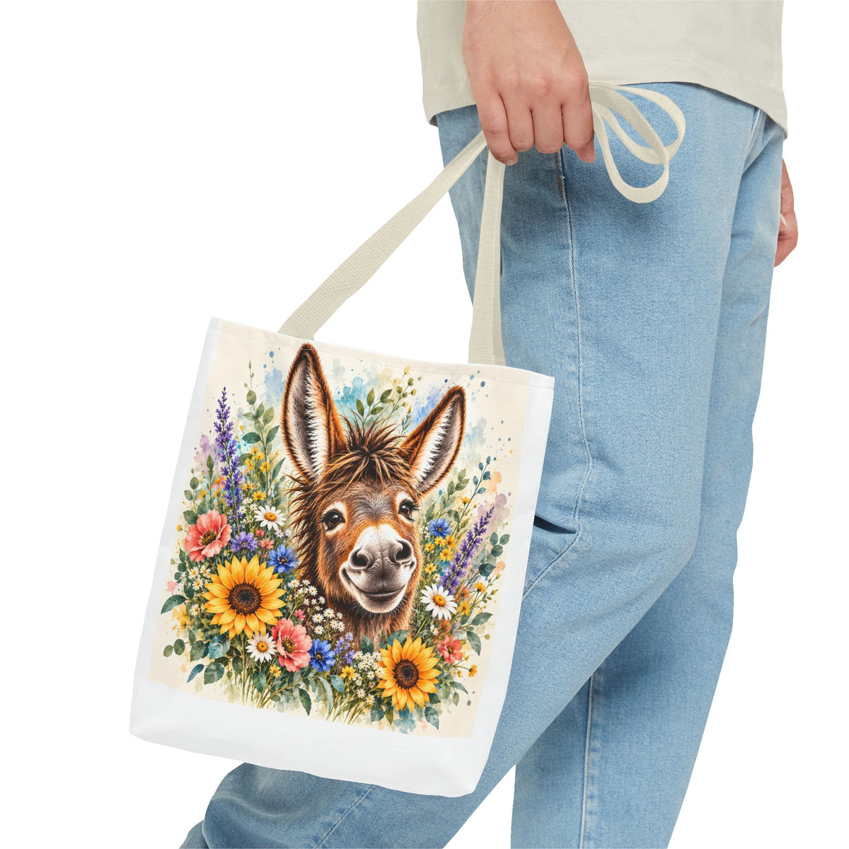 Among the Wildflowers Donkey Tote Bag | Floral Donkey Art