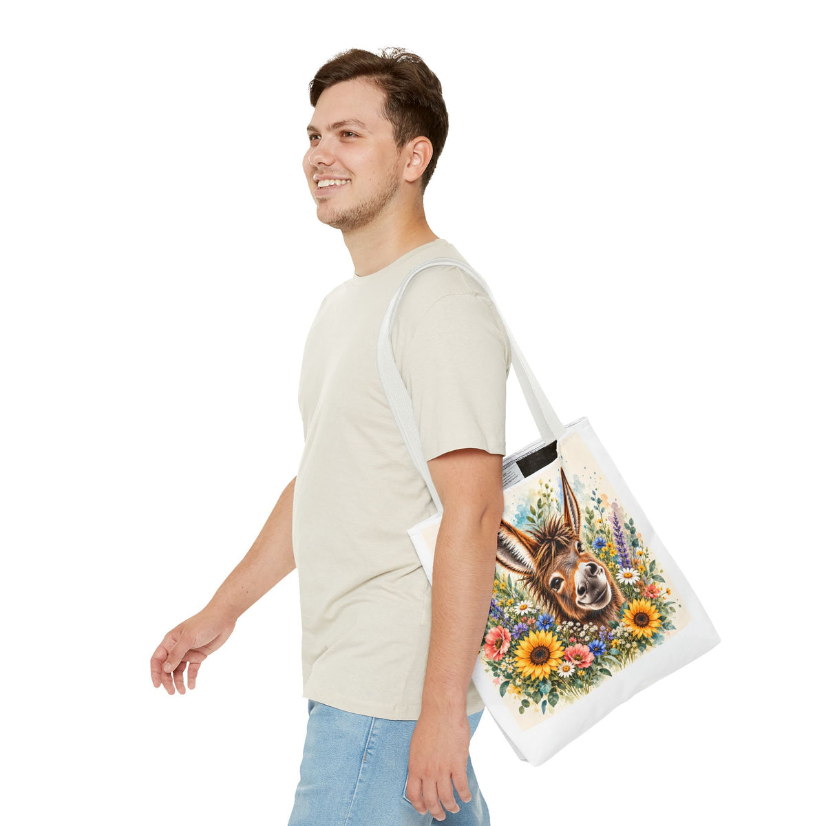 Among the Wildflowers Donkey Tote Bag | Floral Donkey Art