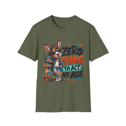 Zero Plans to Act My Age | Funny Donkey Graphic T-Shirt