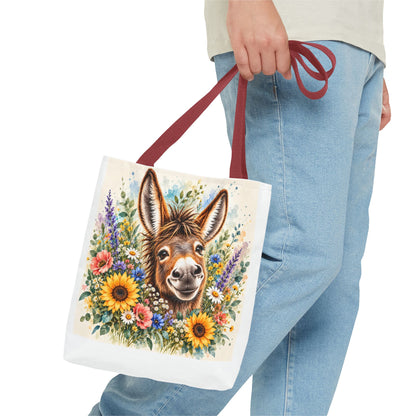 Among the Wildflowers Donkey Tote Bag | Floral Donkey Art