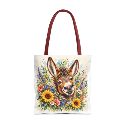 Among the Wildflowers Donkey Tote Bag | Floral Donkey Art