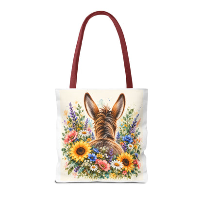 Among the Wildflowers Donkey Tote Bag | Floral Donkey Art