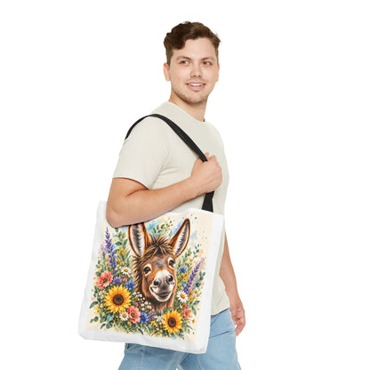 Among the Wildflowers Donkey Tote Bag | Floral Donkey Art