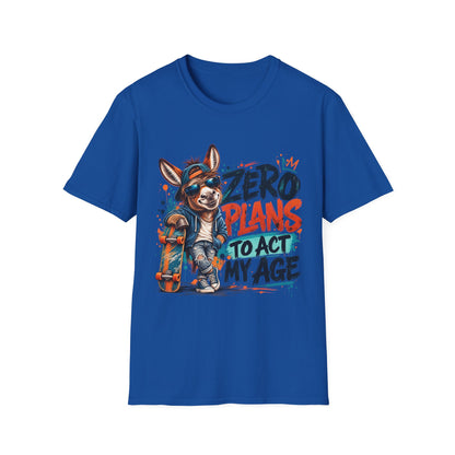 Zero Plans to Act My Age | Funny Donkey Graphic T-Shirt