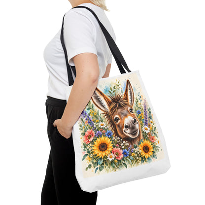 Among the Wildflowers Donkey Tote Bag | Floral Donkey Art