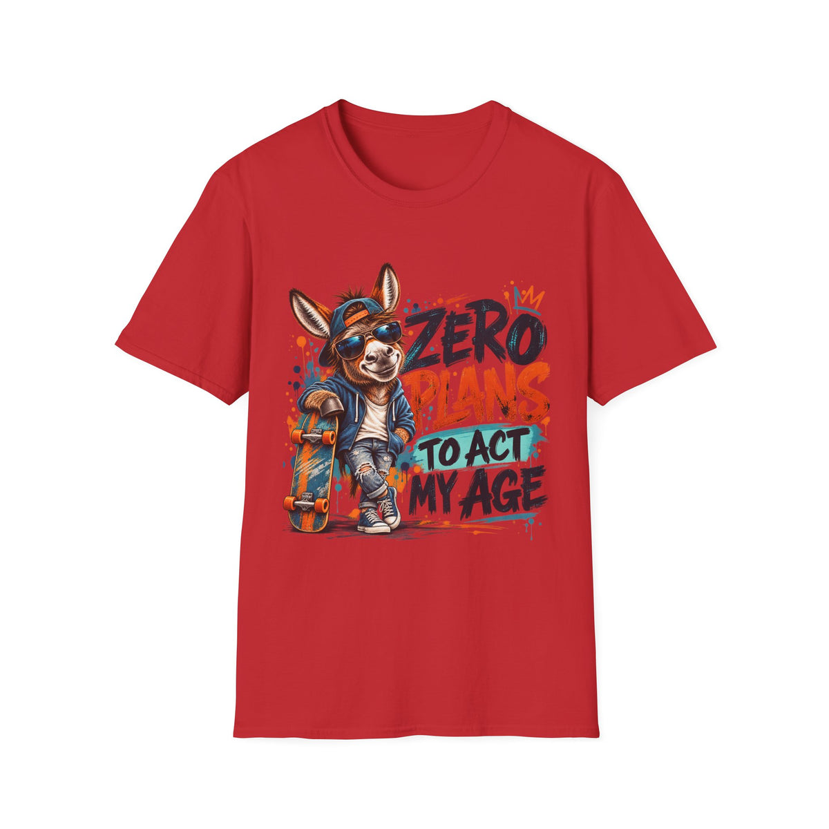Zero Plans to Act My Age | Funny Donkey Graphic T-Shirt