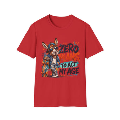 Zero Plans to Act My Age | Funny Donkey Graphic T-Shirt