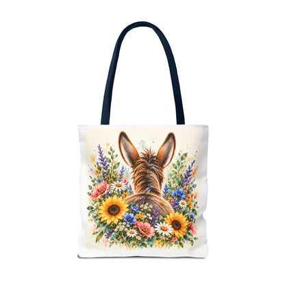 Among the Wildflowers Donkey Tote Bag | Floral Donkey Art