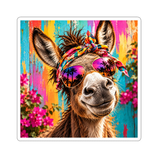 Donkey with Sunglasses Kiss-Cut Sticker — Moody & Attitude Collection