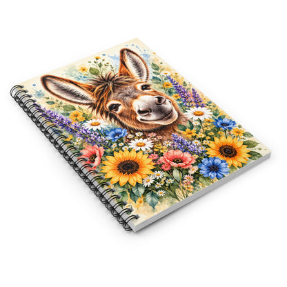 Among the Wildflowers Donkey Spiral Notebook | Floral Donkey lined Journal