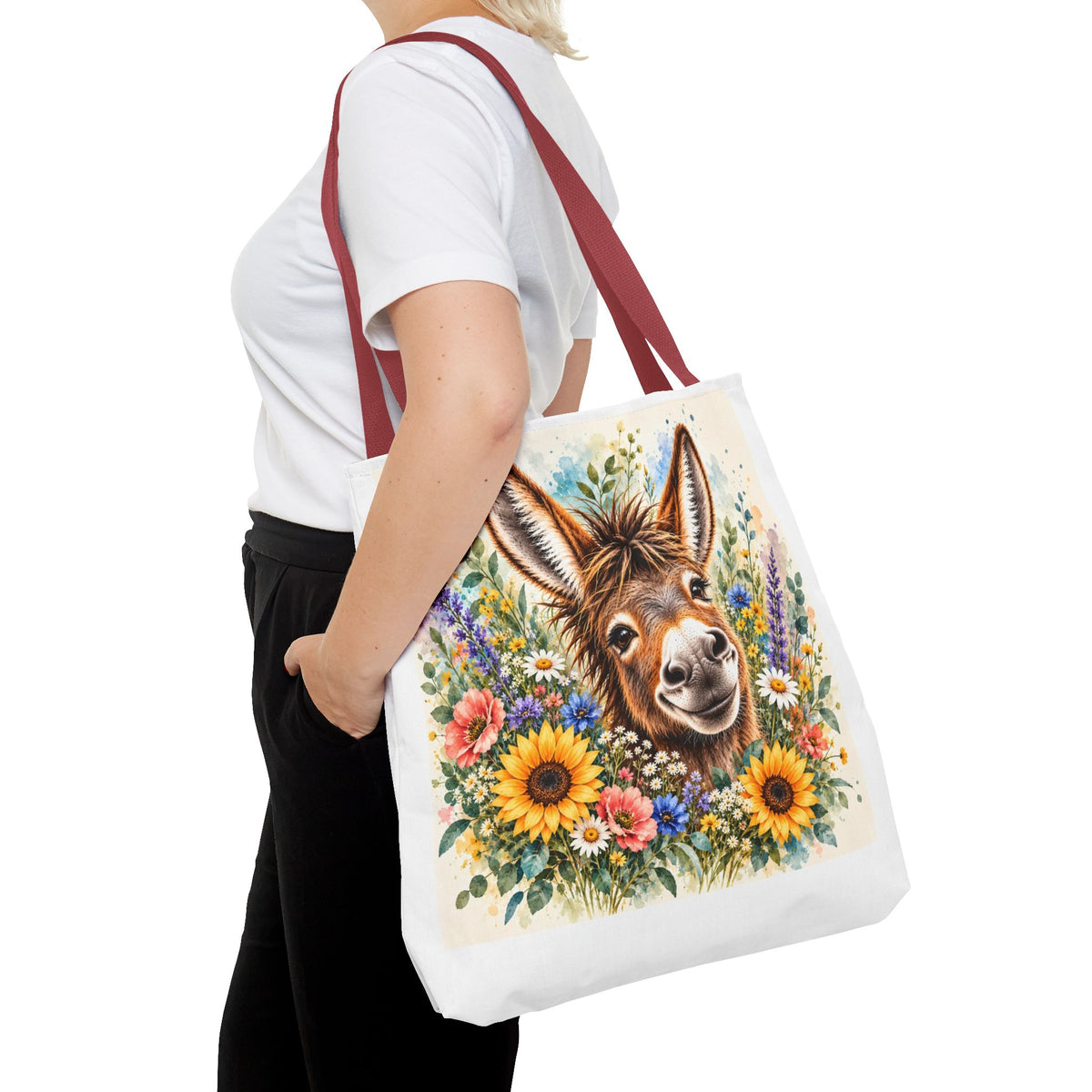 Among the Wildflowers Donkey Tote Bag | Floral Donkey Art