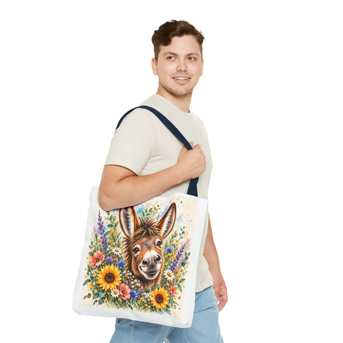 Among the Wildflowers Donkey Tote Bag | Floral Donkey Art