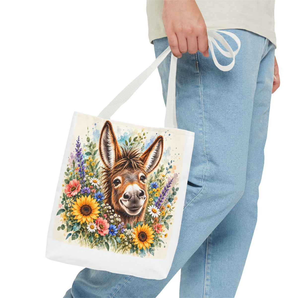 Among the Wildflowers Donkey Tote Bag | Floral Donkey Art
