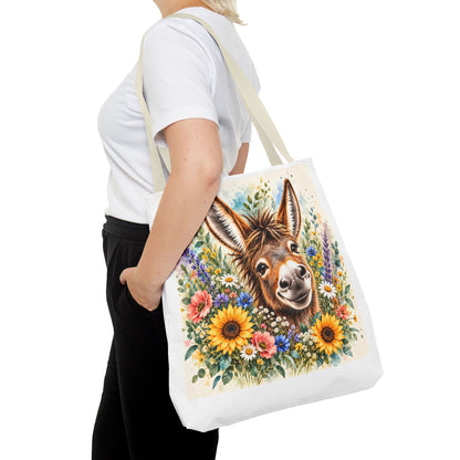 Among the Wildflowers Donkey Tote Bag | Floral Donkey Art