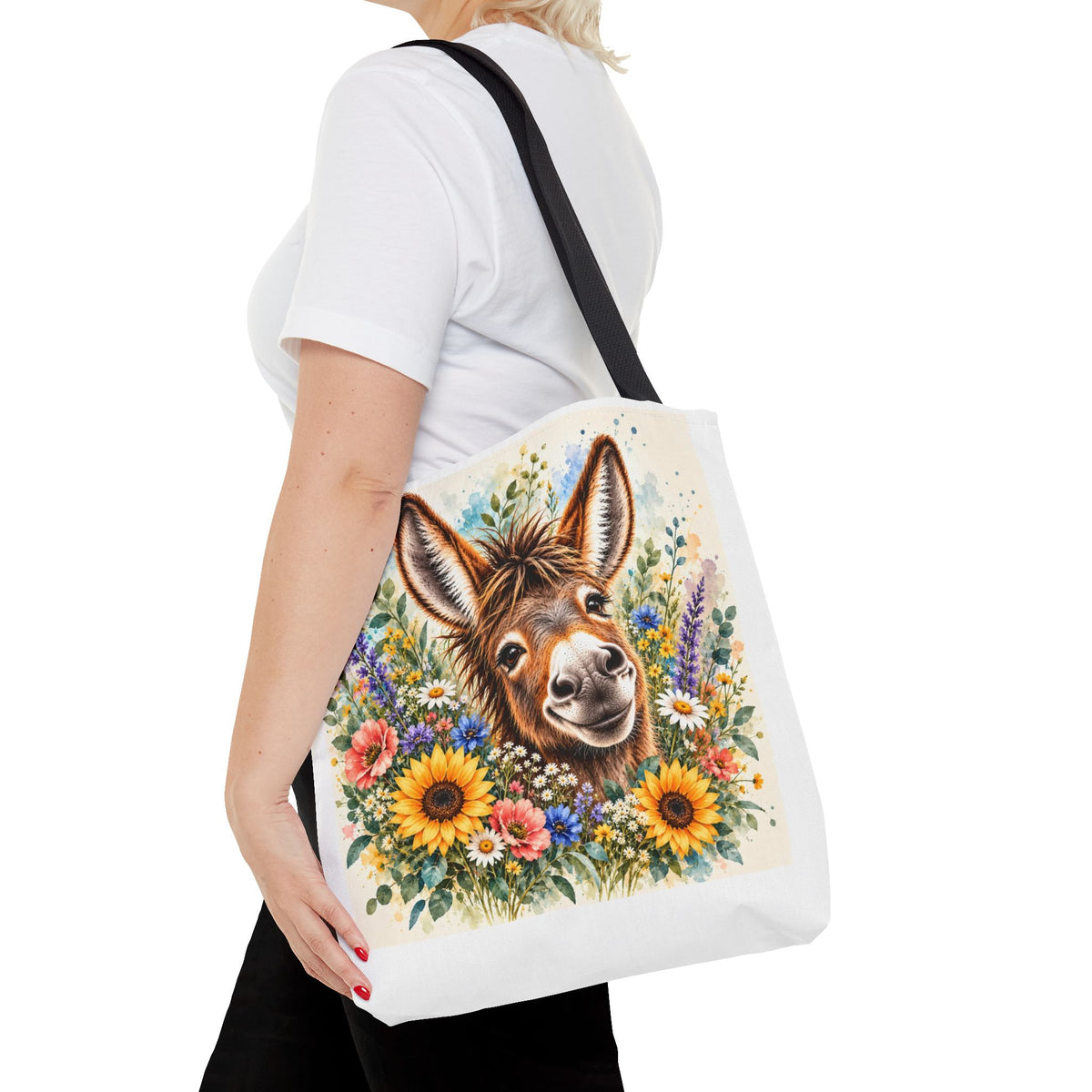 Among the Wildflowers Donkey Tote Bag | Floral Donkey Art